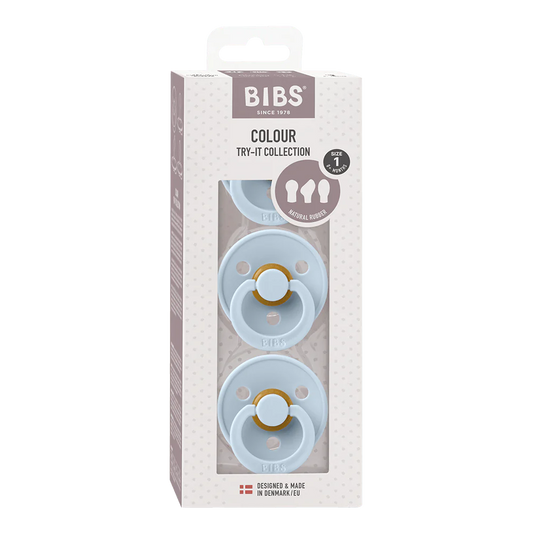BIBS Pacifiers / Dummies Try-It Collection 3 Pack - Baby Blue