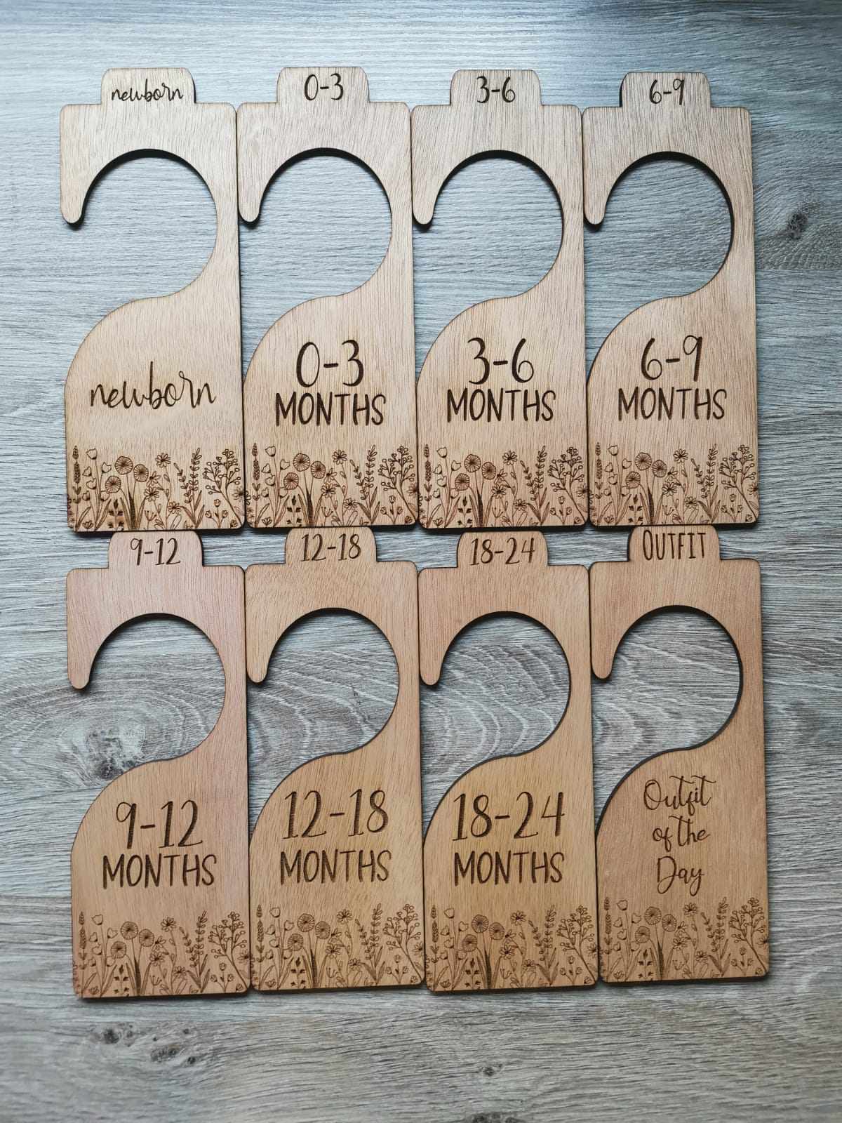 Baby Closet Dividers - Laser engraved Wild Flowers