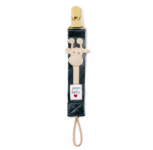 jeankelly Leather Dummy Clip – Navy with Cream Giraffe