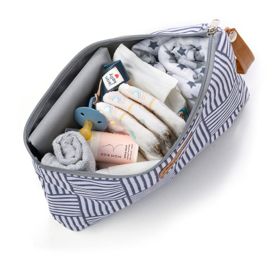 Jeankelly Changing Pouch With Tan Handle – Stripey