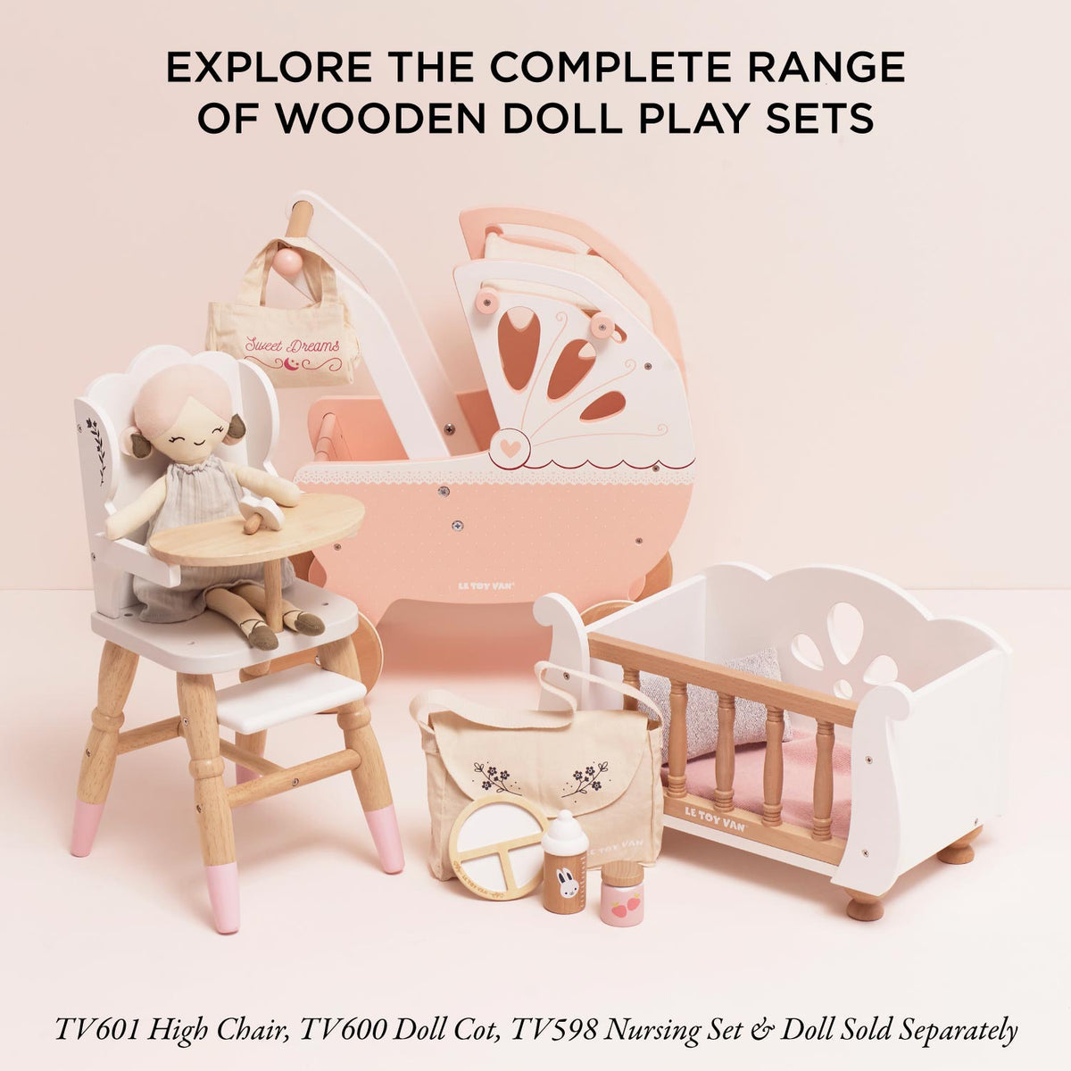 Le Toy Van – Wooden Retro Doll Pram