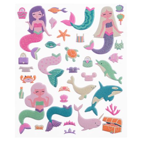 Stephen Joseph Reusable Puffy Stickers Mermaids and Friends