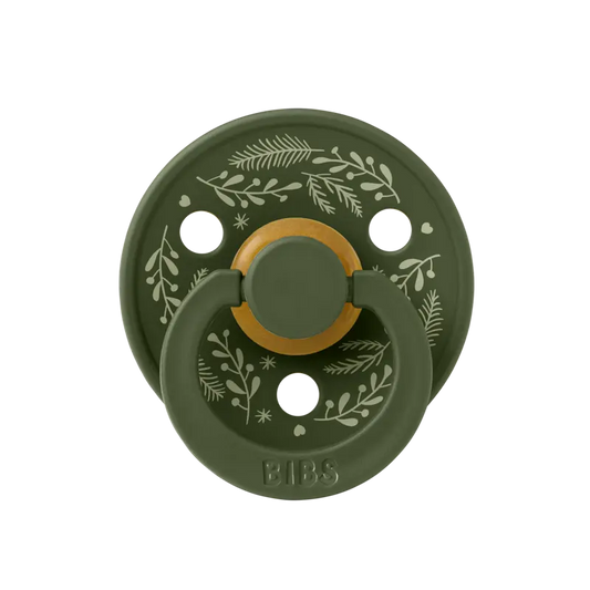 BIBS Holiday Colour Pacifier 2 Pack ā Size 2 Holiday Leaf