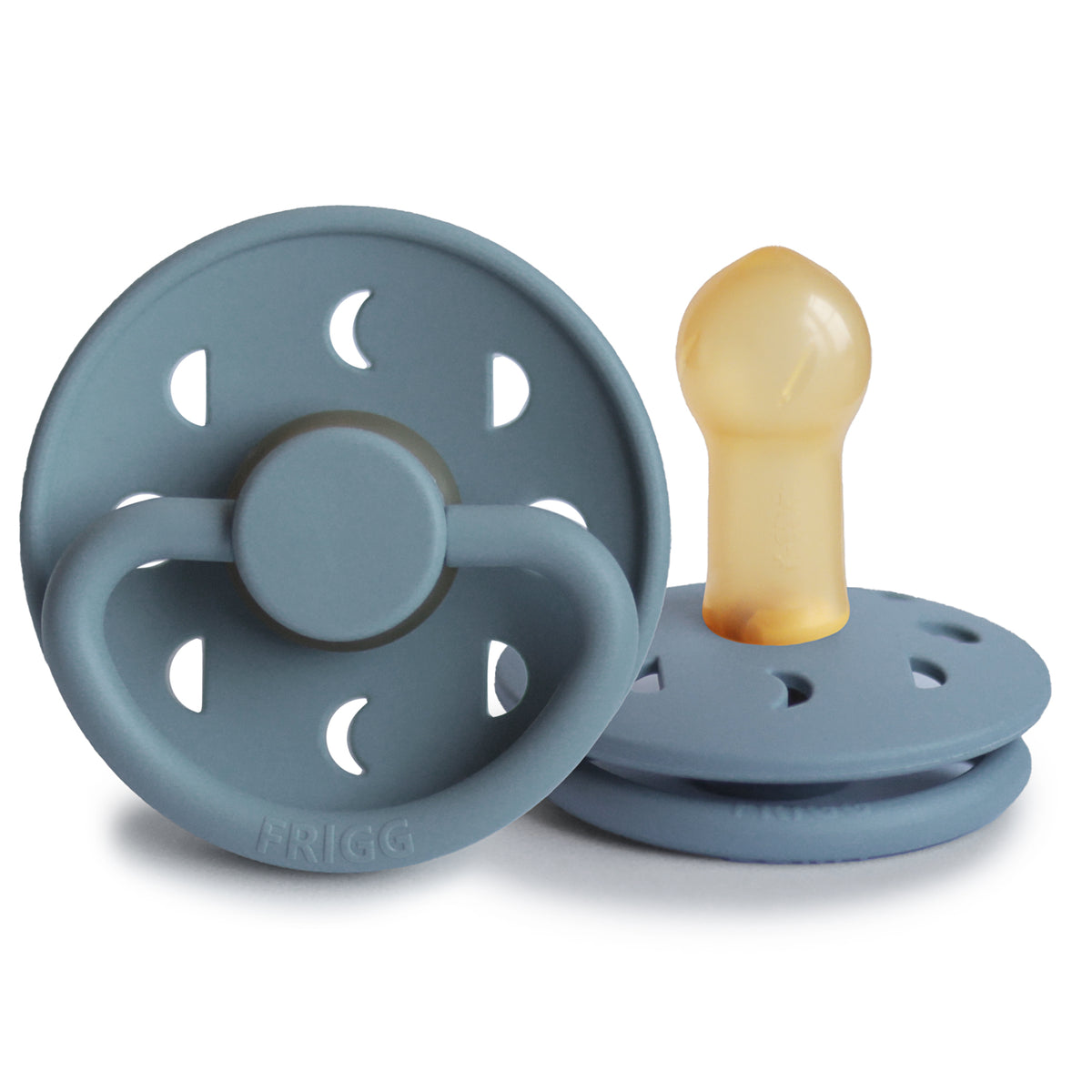 Frigg Moon - Round Latex Pacifier - Stone Blue