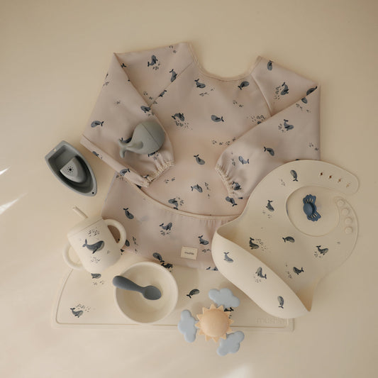 Mushie Long Sleeve Bib - Whales