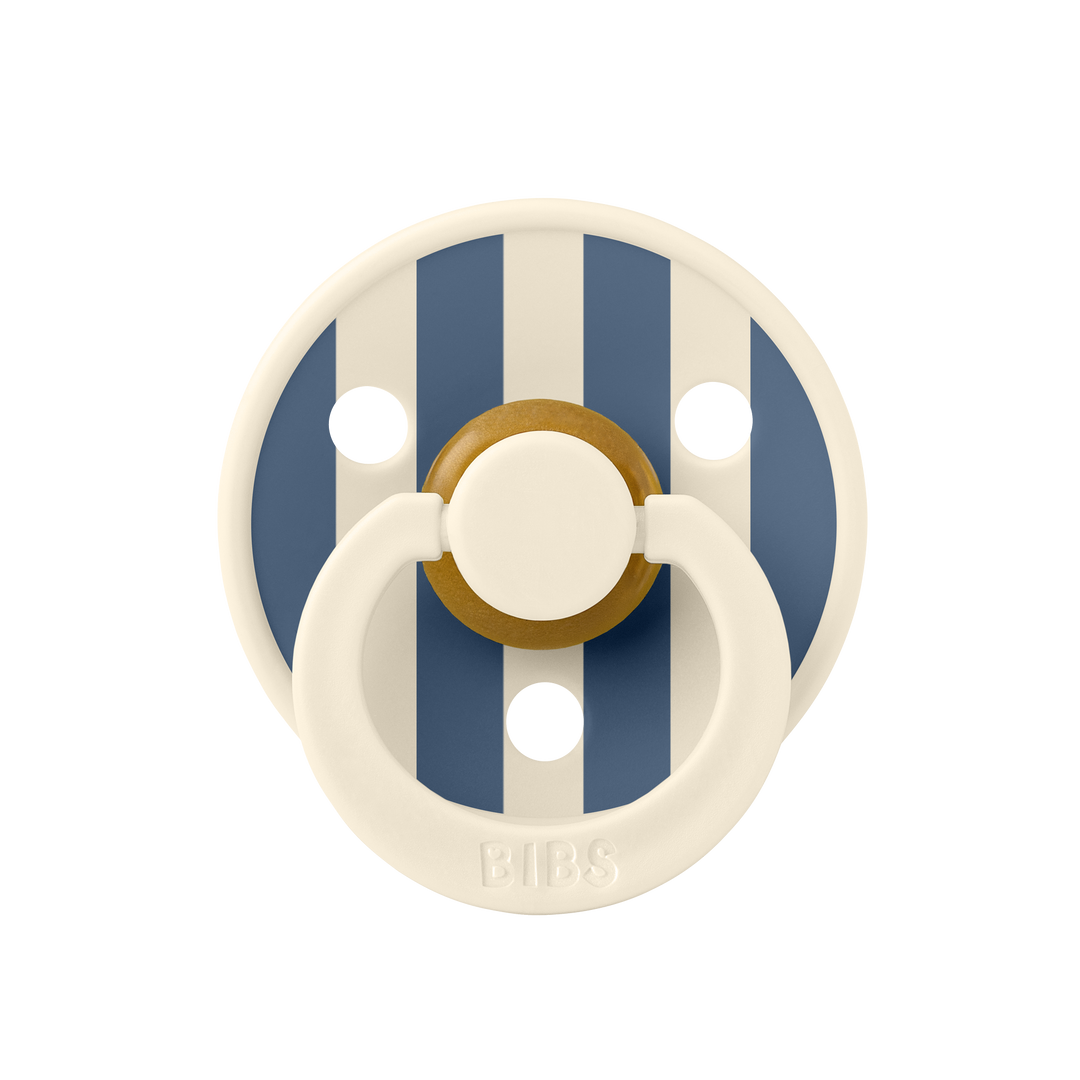 BIBS PACIFIERS - STUDIO COLLECTION (SIZES 1 AND 2) Block- Ivory/ Steel Blue