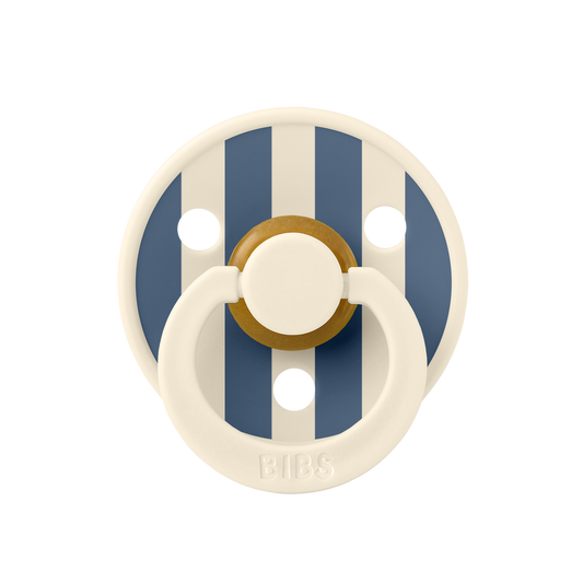 BIBS PACIFIERS - STUDIO COLLECTION (SIZES 1 AND 2) Block- Ivory/ Steel Blue