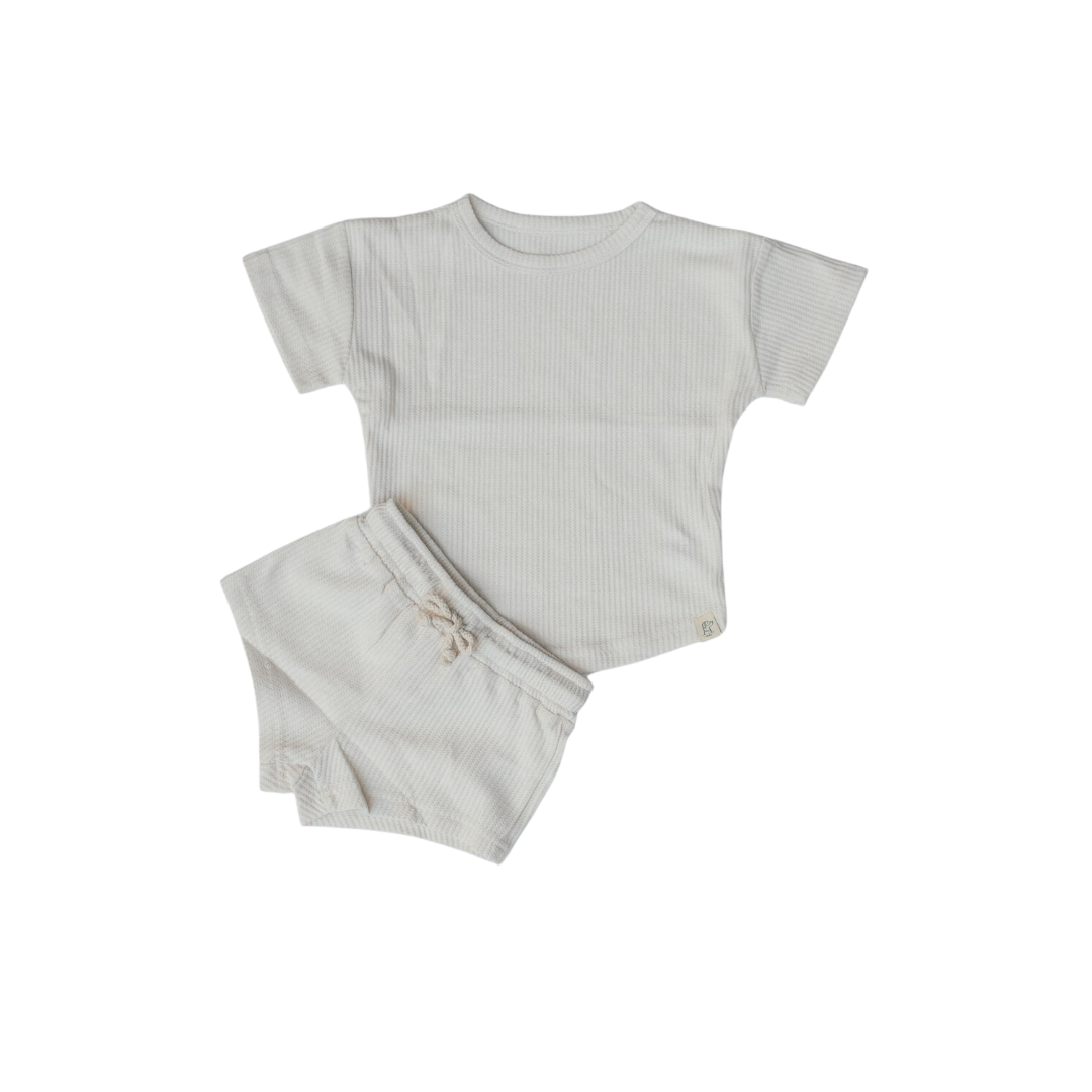 Cream Waffle Short Sleeve Set
