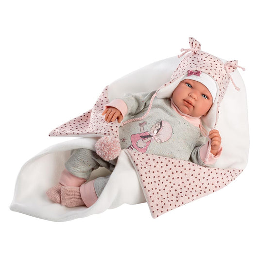 Llorens – Newborn Doll, Polka Dot Blanket, Clothing & Accessories Tina – 44cm (No Mechanism)