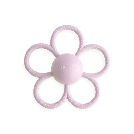Mushie Sensory Daisy Rattle Teether - Soft Lilac