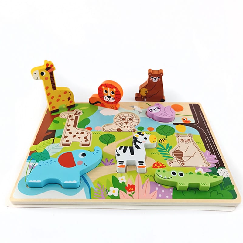 Tooky Toy Wooden Chunky Puzzle - Wild Animals