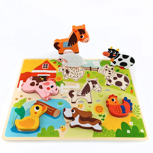 Tooky Toy Wooden Chunky Puzzle- Farm