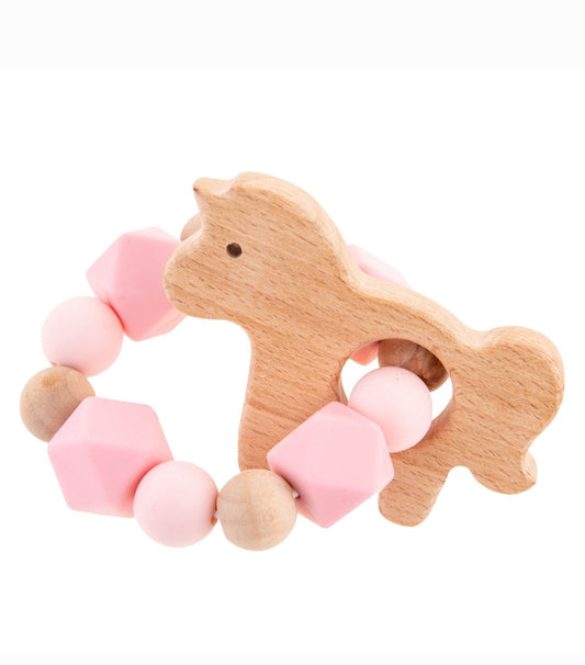 Stephen Joseph Silicone and Beech Wood Teether : Unicorn