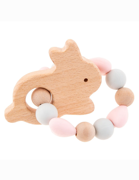Stephen Joseph Silicone and Beech Wood Teether : Bunny
