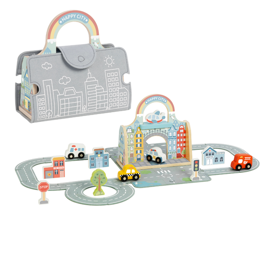 TookyToy - Pretend Play Story Box: City Toy Set in Carry Case