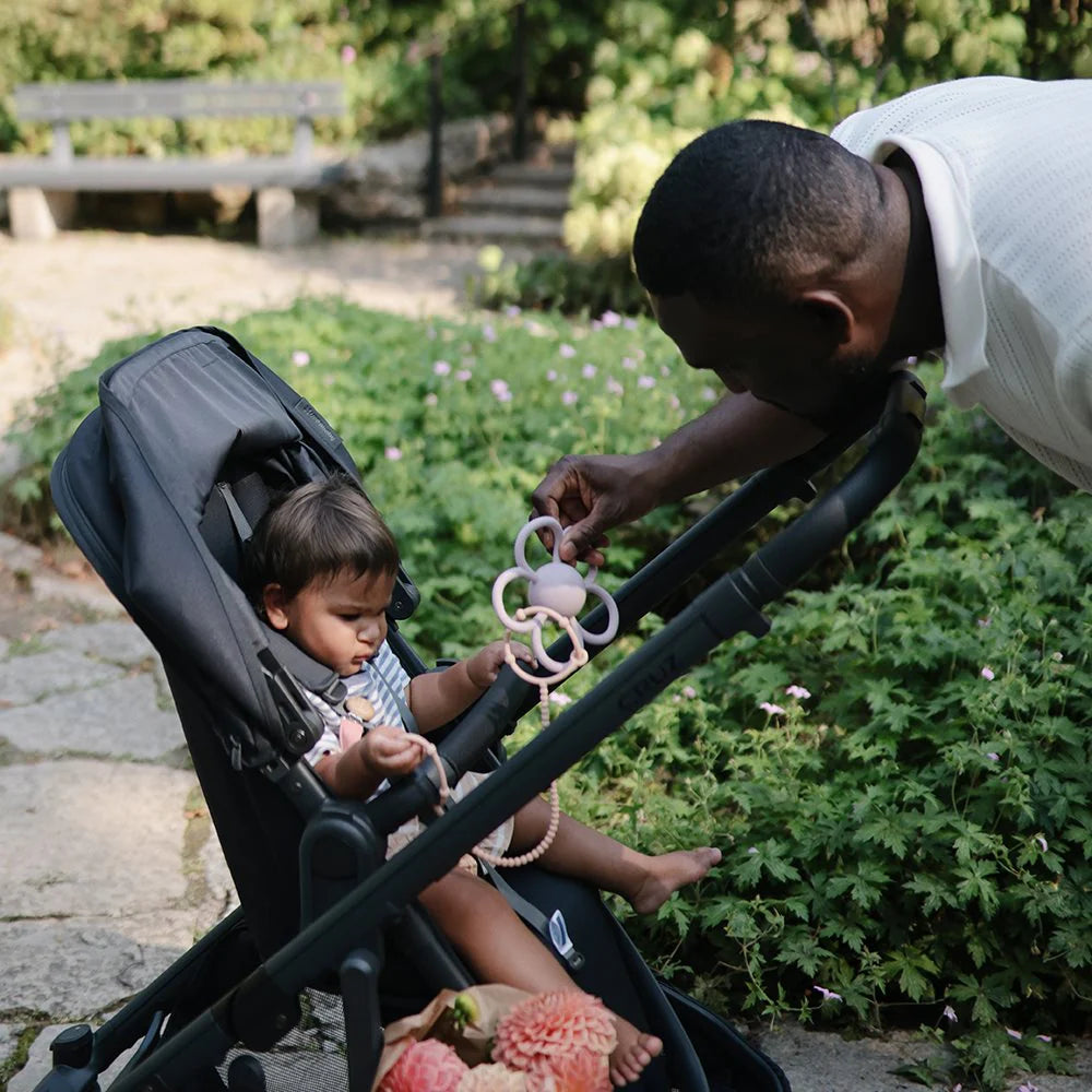 Mushie Sensory Daisy Rattle Teether - Dusty Rose