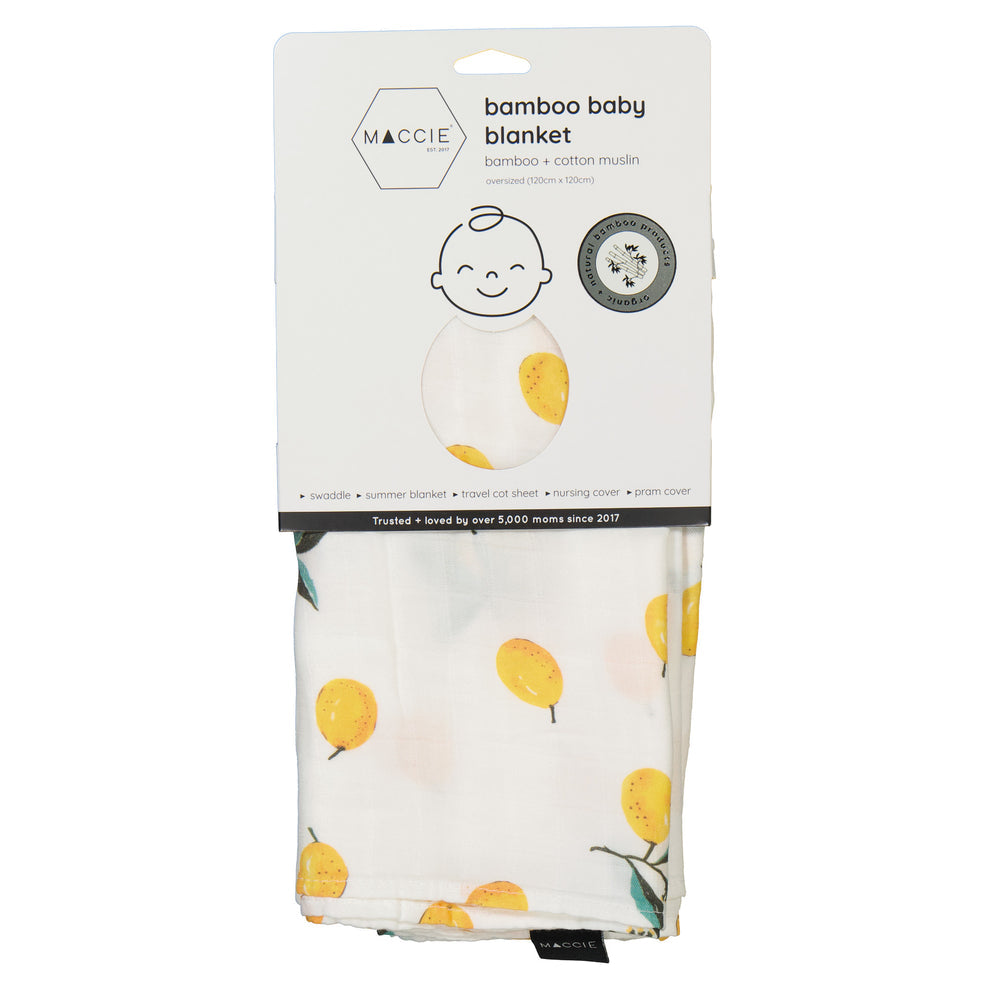 MACCIE bamboo muslin swaddle baby blanket l little lemon squeezy