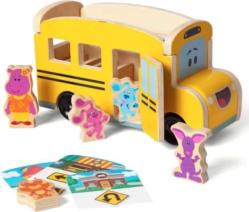 Melissa & Doug Blues Clues Wooden Pull-Back School Bus