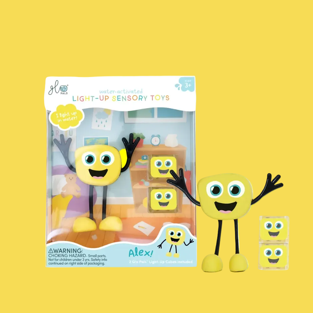 Glo Pals: Water Activated Light-Up Sensory Toys - Alex (Yellow) 3pc