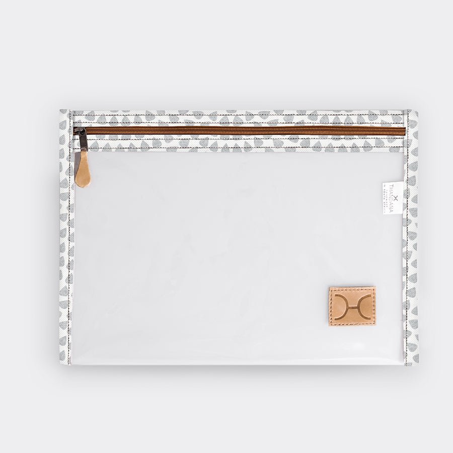 Thandana Clear Document Pouch | Laminated Fabric - Scale away with me - Moonstruck