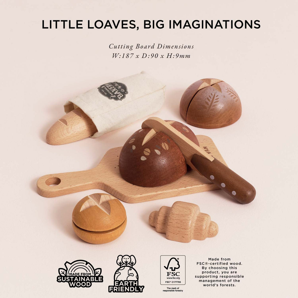 Le Toy Van Artisan Bread and Knife Set available at Kleine Muis 