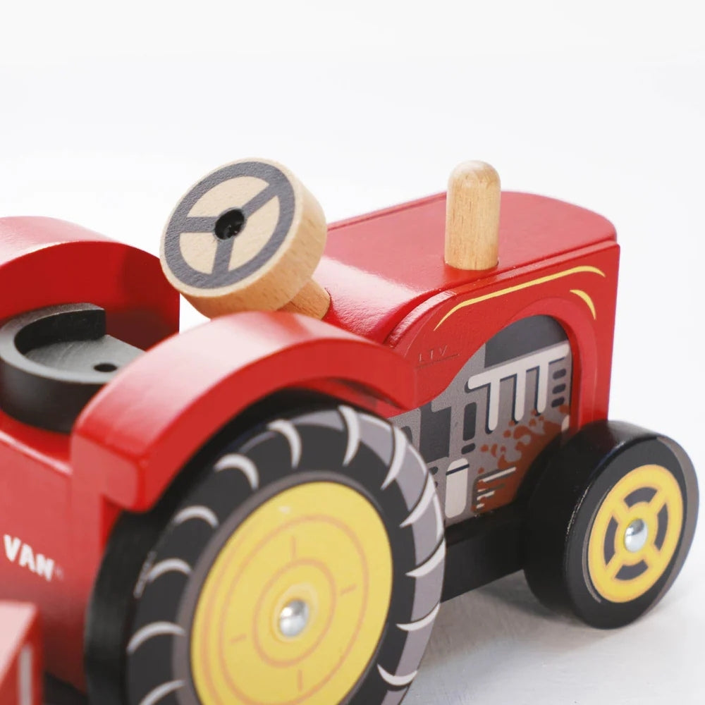 Le Toy Van Wooden Farmyard Tractor & Trailer