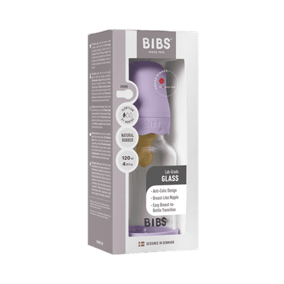 BIBS Boheme Glass Baby Bottle 120ml Latex - Violet Sky