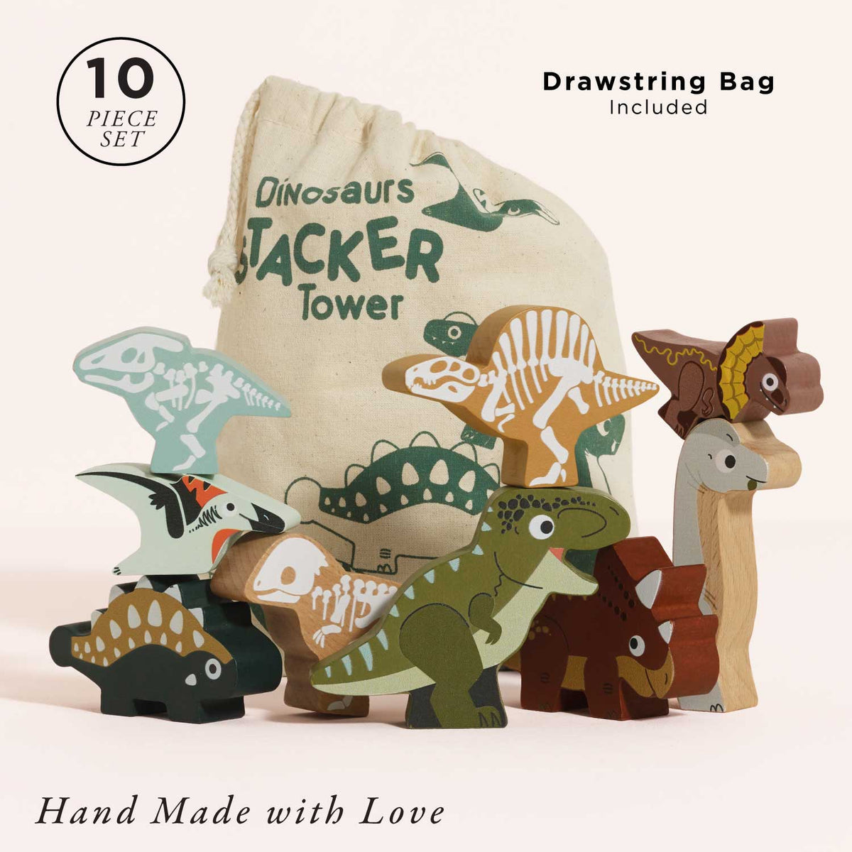 Le Toy Van Jurassic Stacking Dinosaurs & Bag