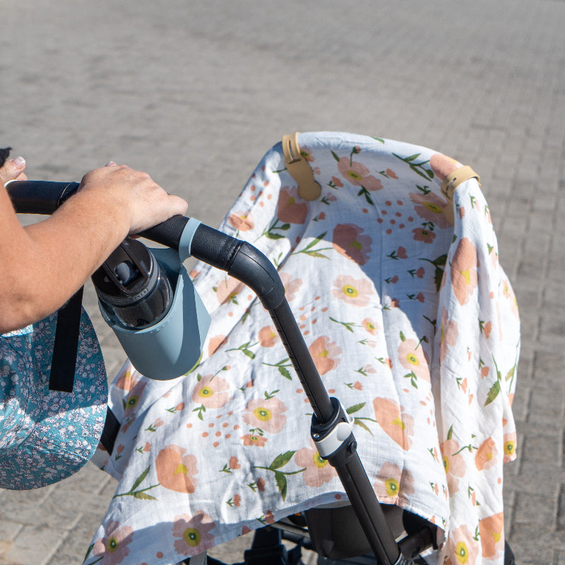 MACCIE bamboo muslin swaddle baby blanket | pink poppy flowers