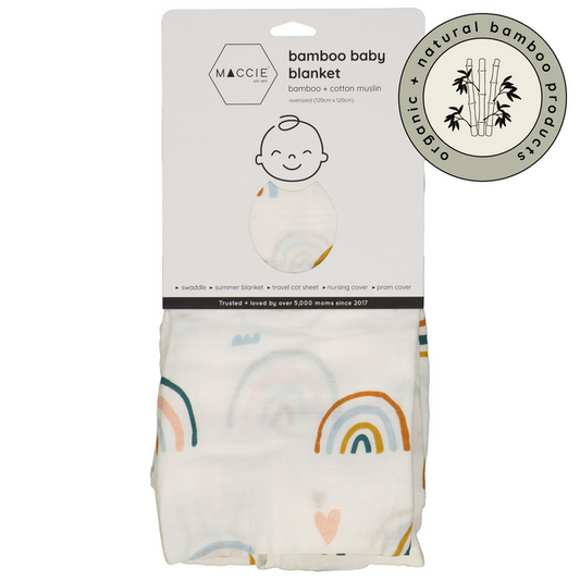 MACCIE bamboo muslin swaddle baby blanket | rainbow