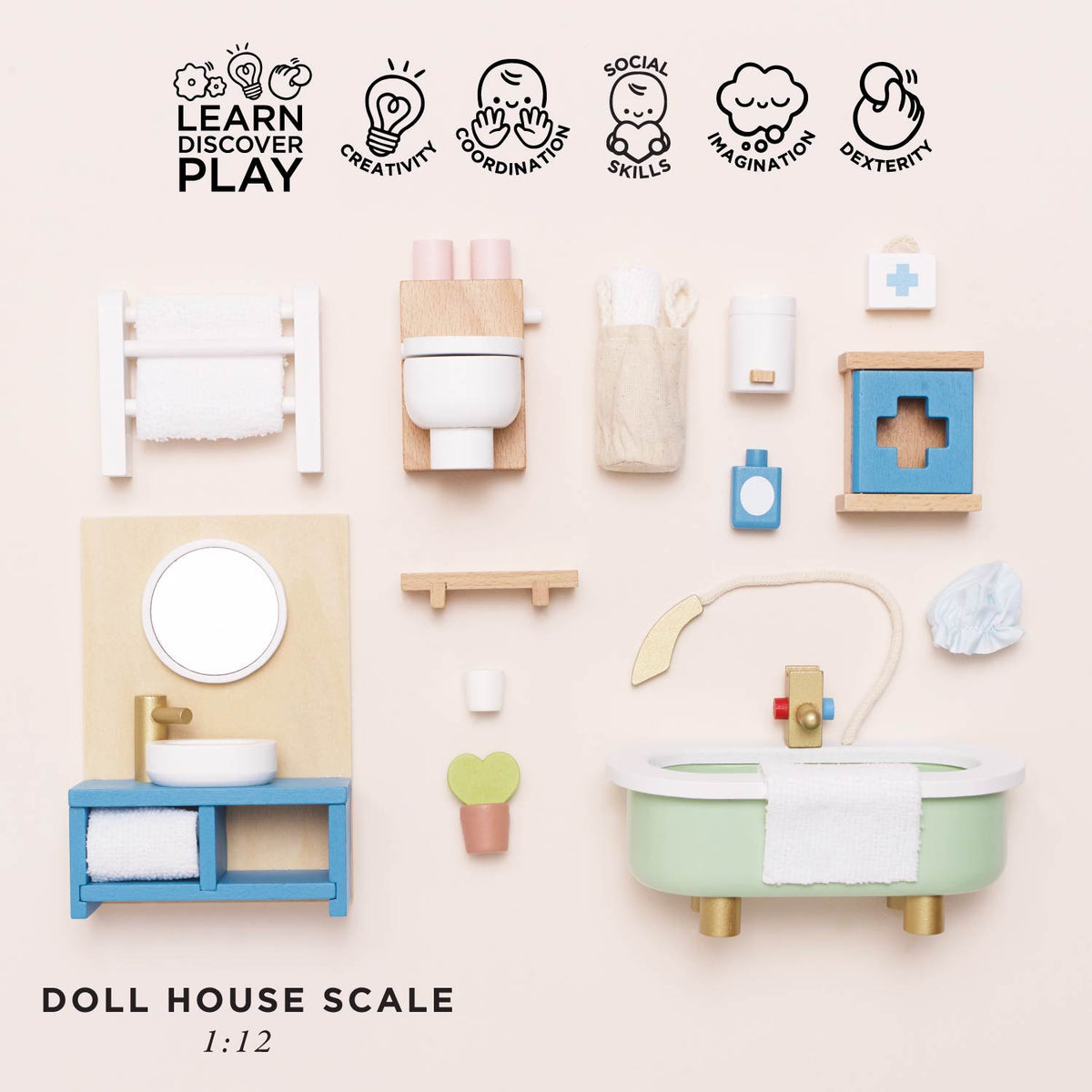Le Toy Van Wooden Dolls house Bathroom Furniture