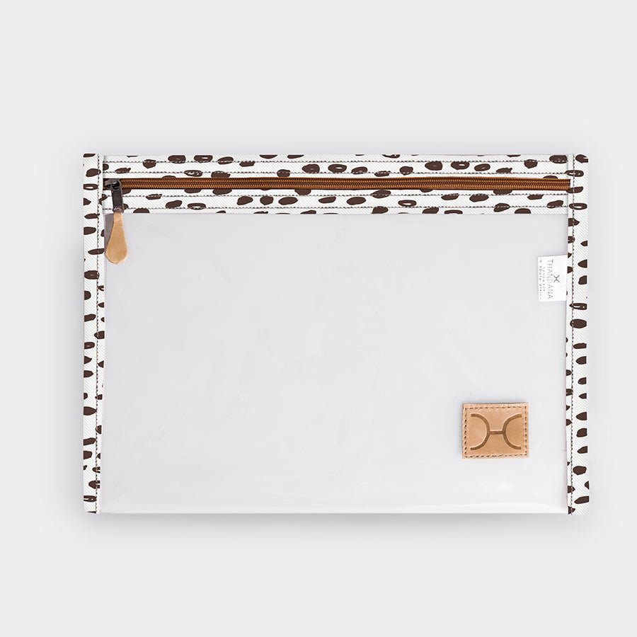 Thandana Clear Document Pouch | Laminated Fabric - Seeds White