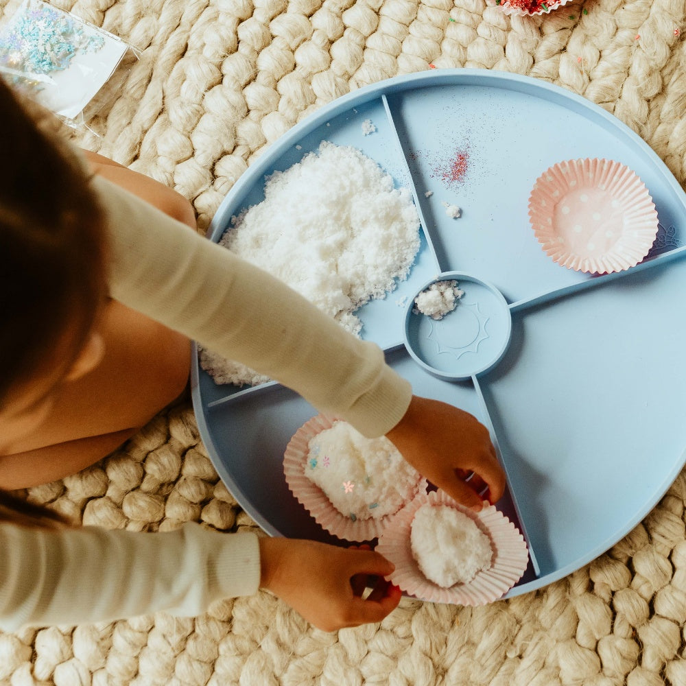 Jellystone Designs - Sensory Tray Play with Illustrated Silicone Lid - Soft Blue