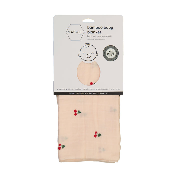 MACCIE bamboo muslin swaddle baby blanket | cheeky cherries