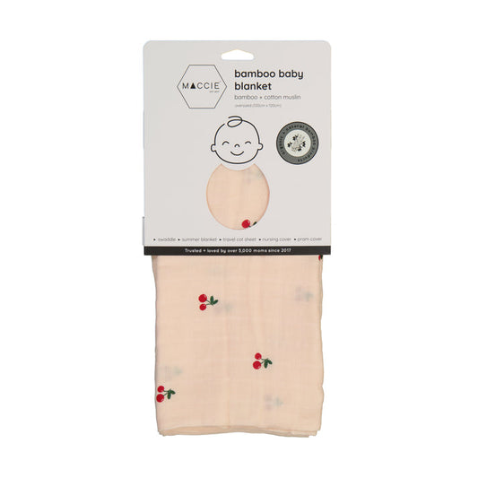 MACCIE bamboo muslin swaddle baby blanket | cheeky cherries