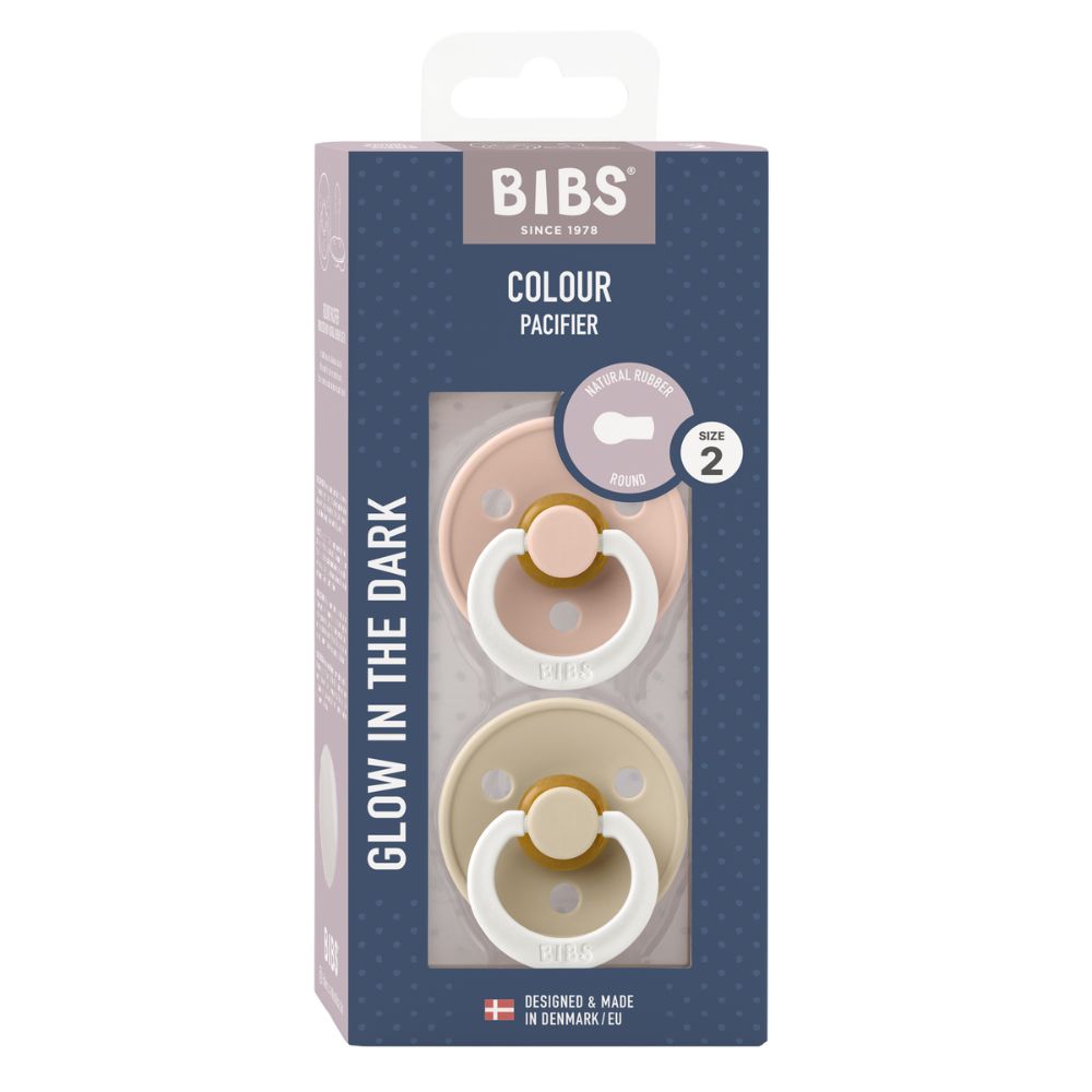 BIBS Colour Night GLOW 2 Pack - Blush/ Vanilla