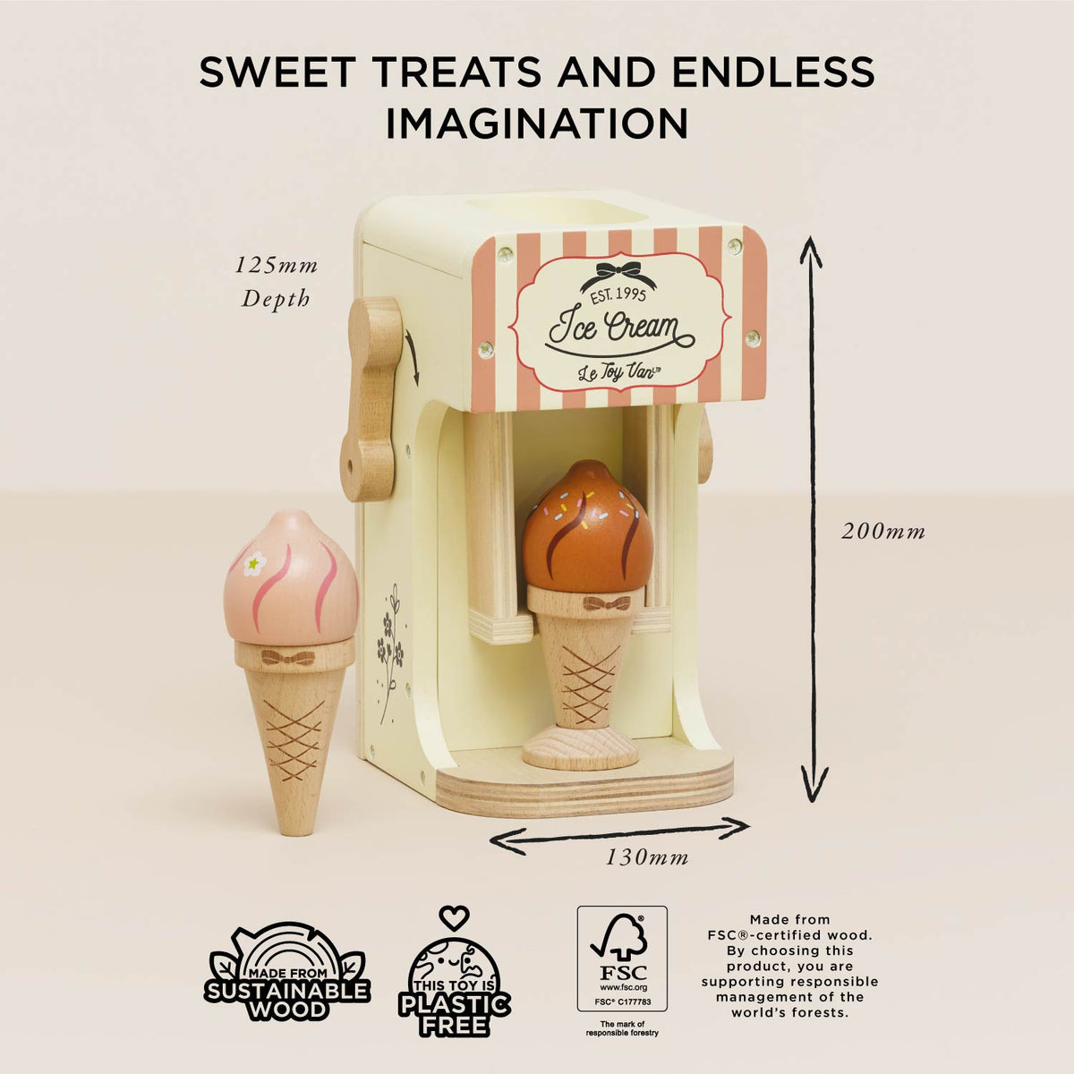 Le Toy Van Ice Cream Machine & Play Food Cones