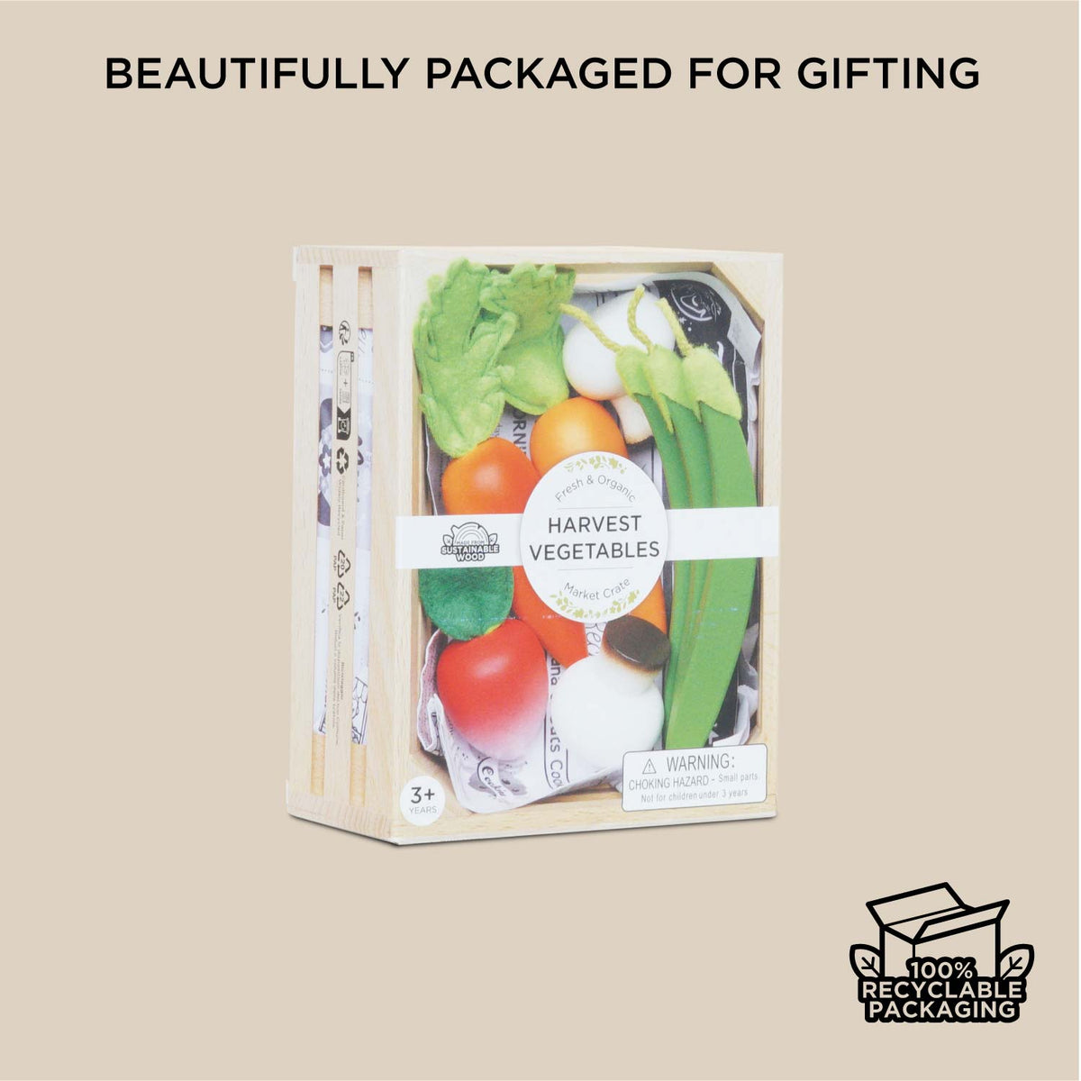 Le Toy Van Harvest Vegetables Wooden Food Crate