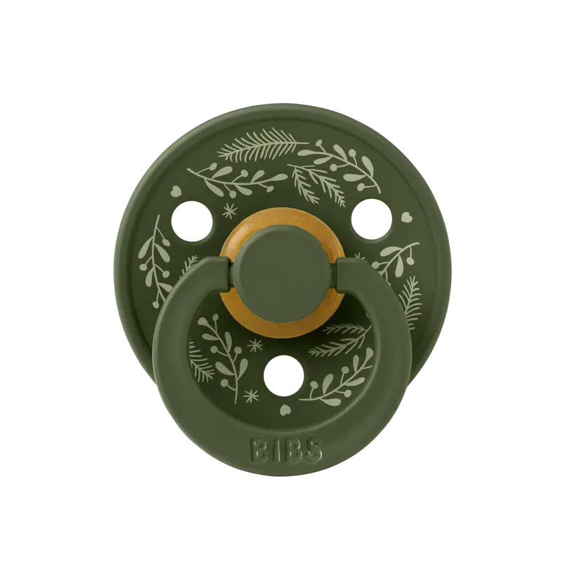 BIBS Holiday Colour Pacifier 2 Pack – Size 2 Holiday Leaf