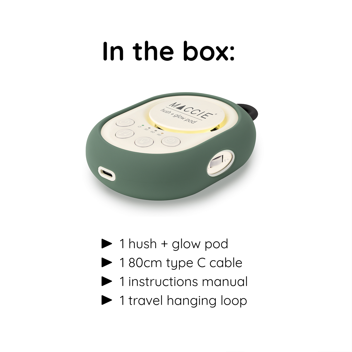 MACCIE hush + glow pod- portable white noise machine