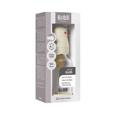 BIBS Boheme Glass Baby Bottle 120ml Latex - Ivory