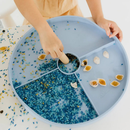 Jellystone Designs - Sensory Tray Play with Illustrated Silicone Lid - Soft Blue