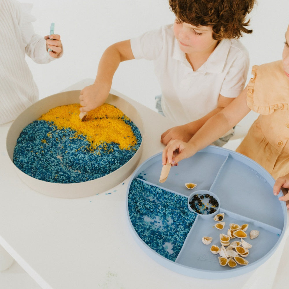 Jellystone Designs - Sensory Tray Play with Illustrated Silicone Lid - Soft Blue