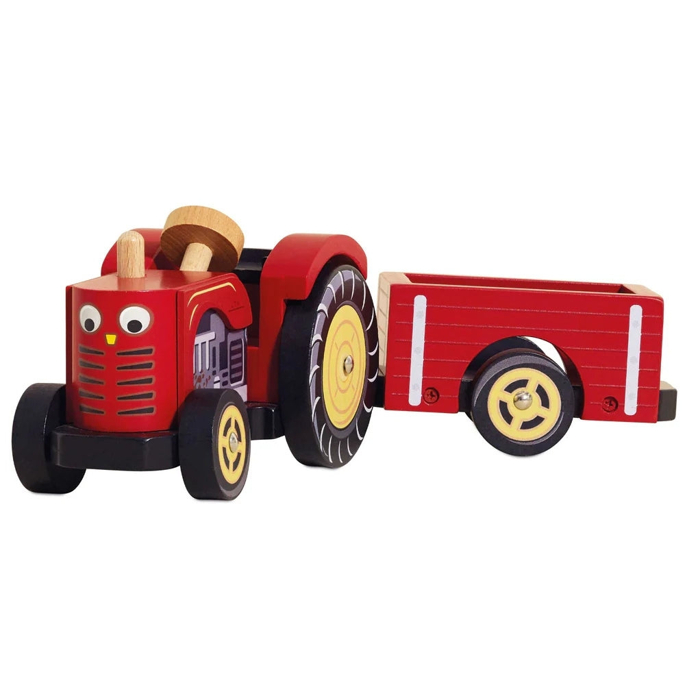 Le Toy Van Wooden Farmyard Tractor & Trailer