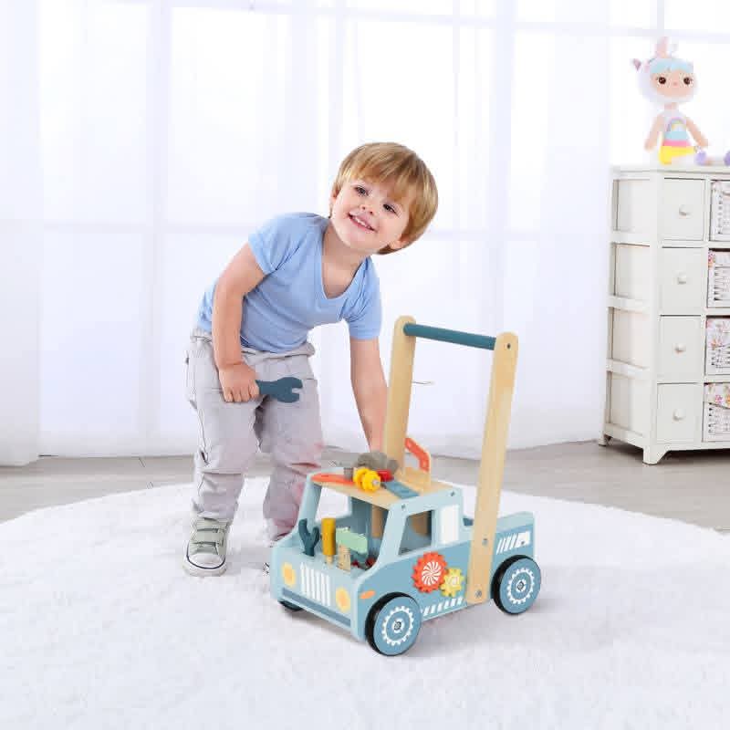 TookyToy – 2-in-1 Wooden Tool Bench & Baby Walker – 46 Pieces