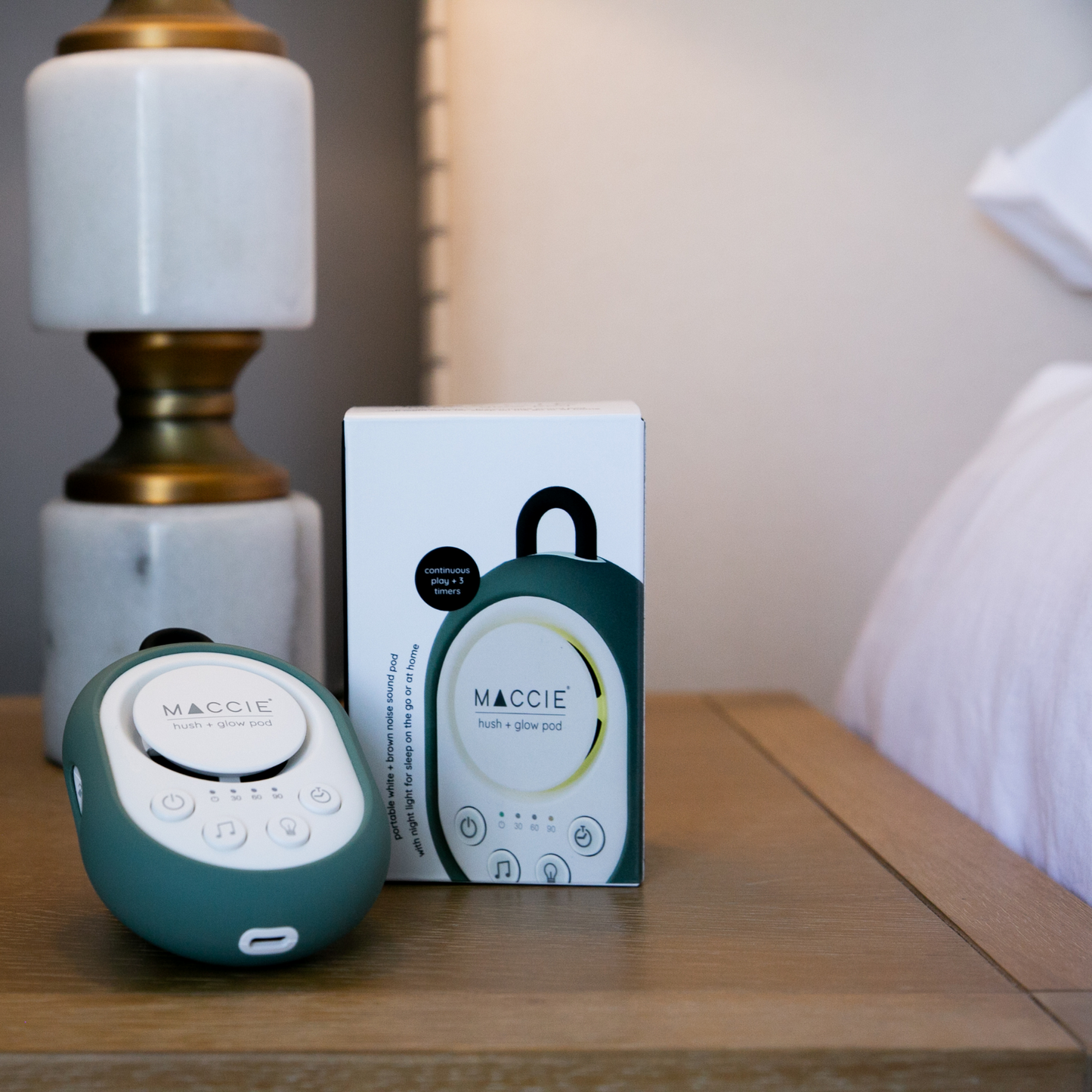 MACCIE hush + glow pod- portable white noise machine