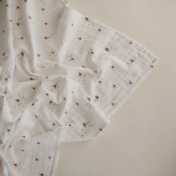 Mushie Organic Cotton Muslin Swaddle Blanket- Boats