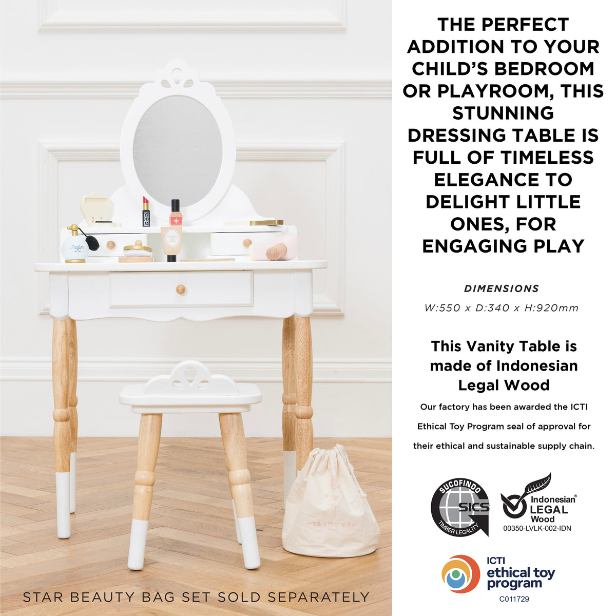 Le Toy Van – Dressing-up Vanity Table & Stool