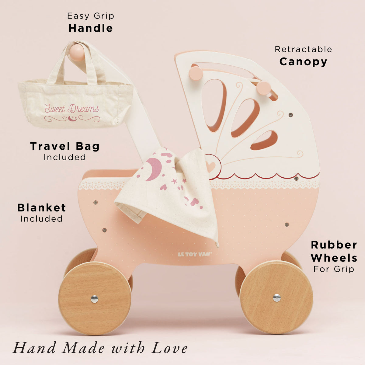 Le Toy Van – Wooden Retro Doll Pram