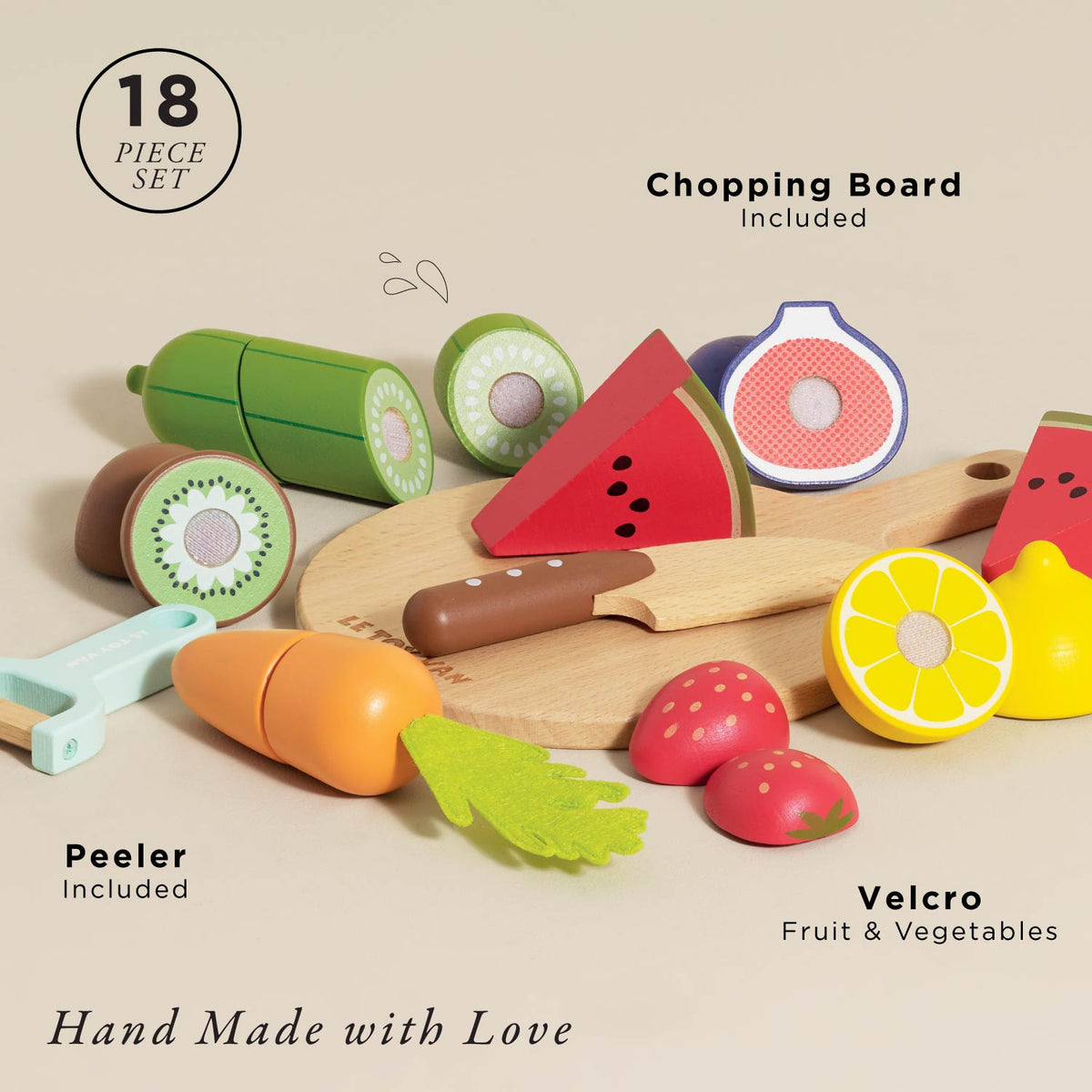 Le Toy Van Wooden Chopping Board & Sliceable Play Food